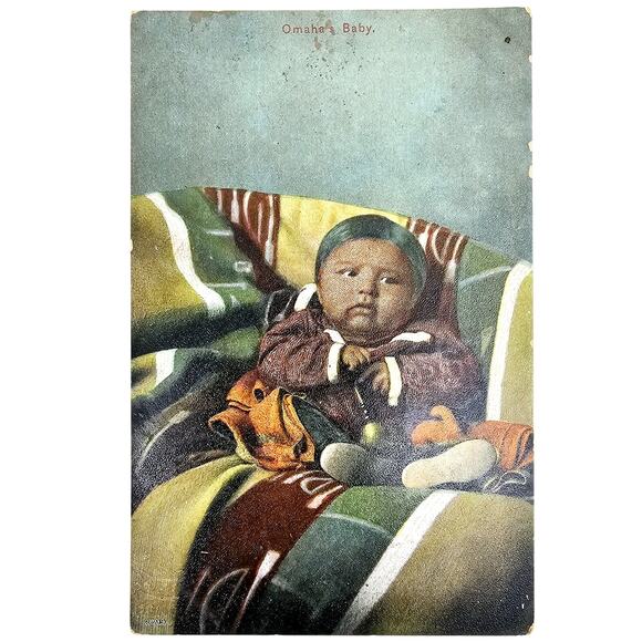 Early 1900's Antique Postcard Omaha Baby Sioux Native American Nebraska Unposted - Picture 1 of 4